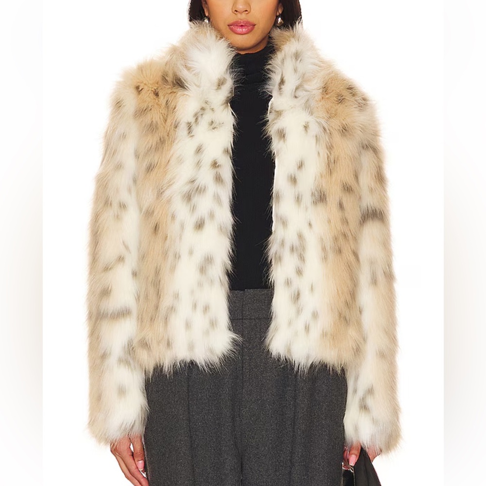Unreal Fur Cream and Brown Faux Fur Cropped Jacket